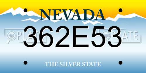 362E53 Nevada License Plate