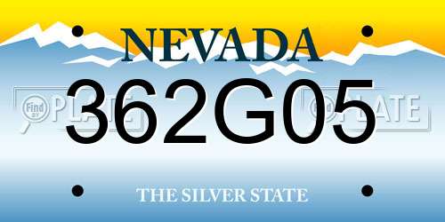362G05 Nevada License Plate
