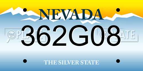 362G08 Nevada License Plate