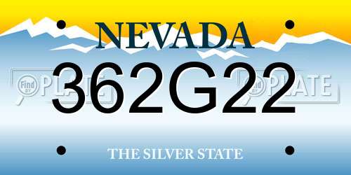 362G22 Nevada License Plate