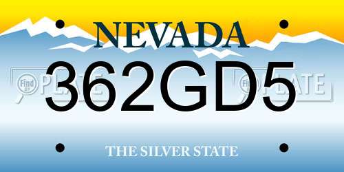 362GD5 Nevada License Plate
