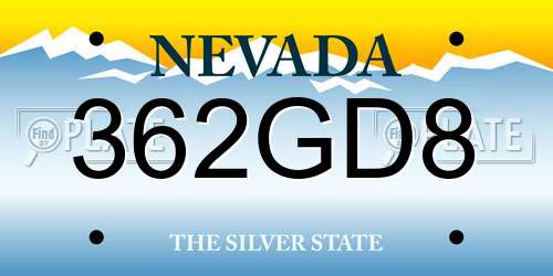 362GD8 Nevada License Plate