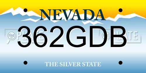 362GDB Nevada License Plate