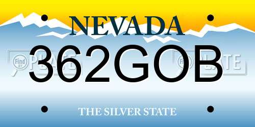 362GOB Nevada License Plate