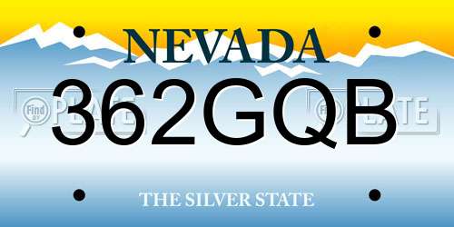 362GQB Nevada License Plate