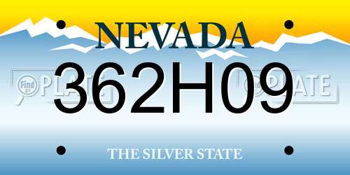 362H09 Nevada License Plate