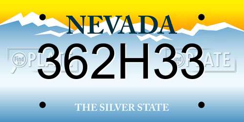 362H33 Nevada License Plate