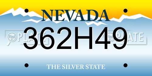 362H49 Nevada License Plate