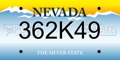 362K49 Nevada License Plate
