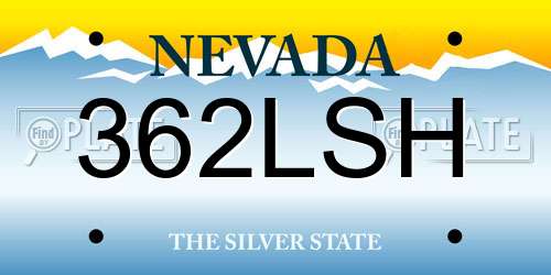 362LSH Nevada License Plate