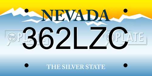 362LZC Nevada License Plate