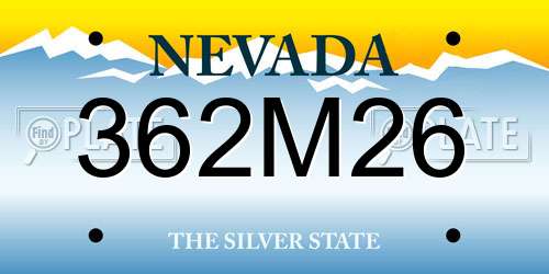 362M26 Nevada License Plate