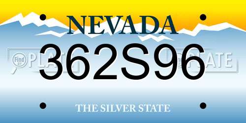 362S96 Nevada License Plate