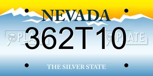 362T10 Nevada License Plate