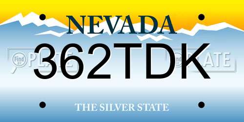 362TDK Nevada License Plate