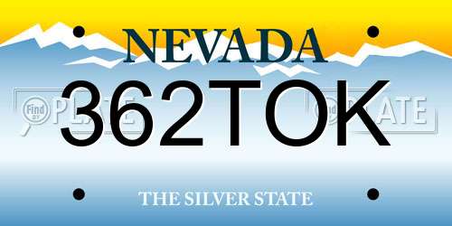 362TOK Nevada License Plate