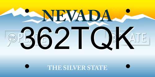 362TQK Nevada License Plate