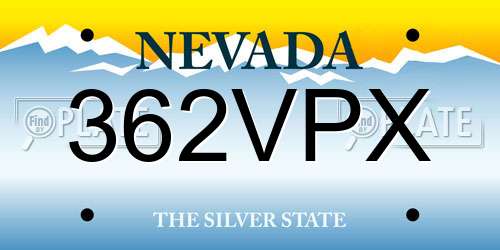 362VPX Nevada License Plate