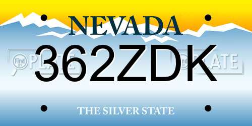362ZDK Nevada License Plate