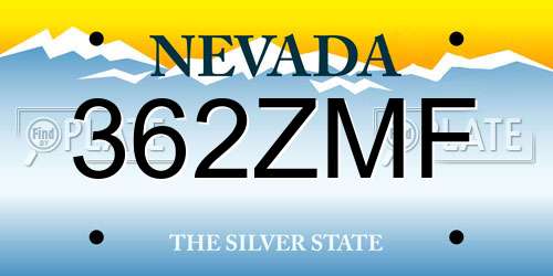 362ZMF Nevada License Plate