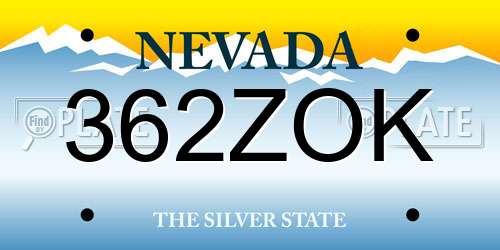 362ZOK Nevada License Plate