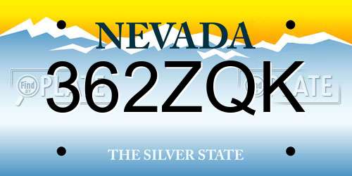 362ZQK Nevada License Plate