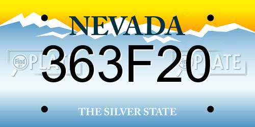 363F20 Nevada License Plate