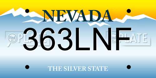 363LNF Nevada License Plate