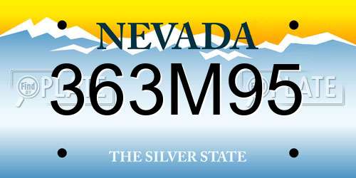 363M95 Nevada License Plate