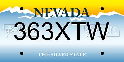 363XTW Nevada License Plate