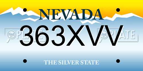 363XVV Nevada License Plate