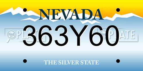 363Y60 Nevada License Plate