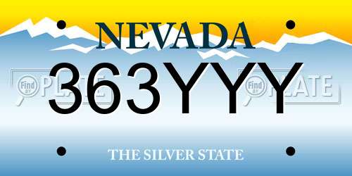 363YYY Nevada License Plate