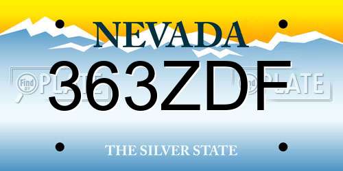 363ZDF Nevada License Plate