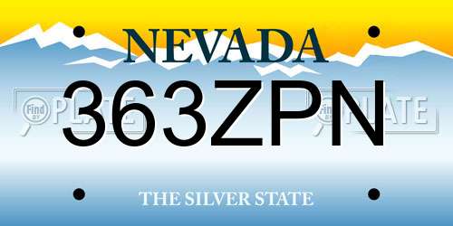 363ZPN Nevada License Plate