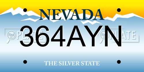 364AYN Nevada License Plate
