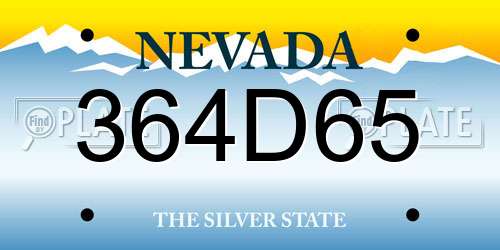 364D65 Nevada License Plate