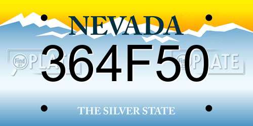 364F50 Nevada License Plate