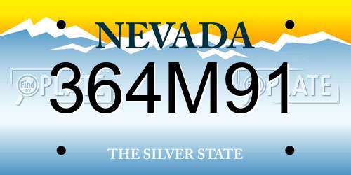 364M91 Nevada License Plate