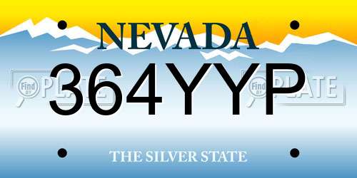 364YYP Nevada License Plate
