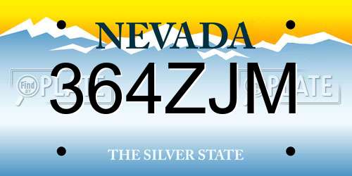 364ZJM Nevada License Plate