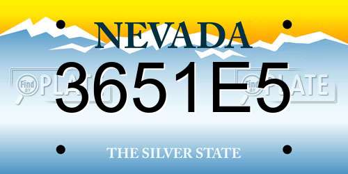 3651E5 Nevada License Plate