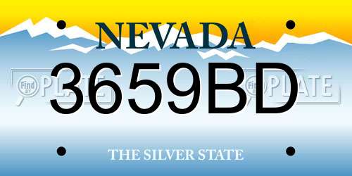 3659BD Nevada License Plate