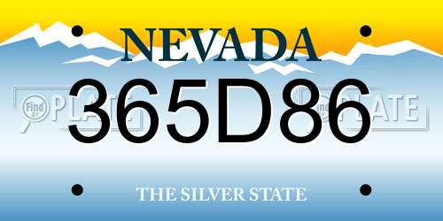 365D86 Nevada License Plate