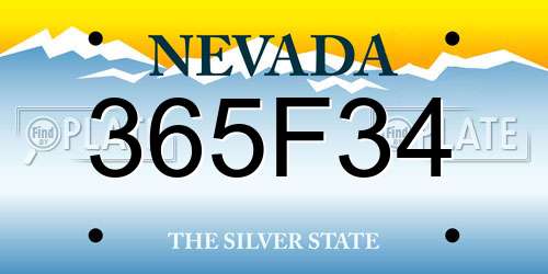 365F34 Nevada License Plate