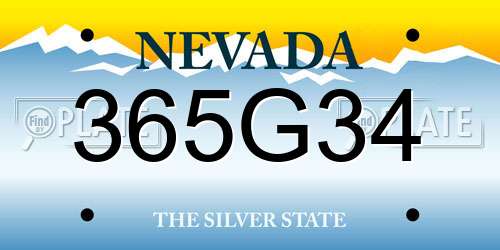 365G34 Nevada License Plate