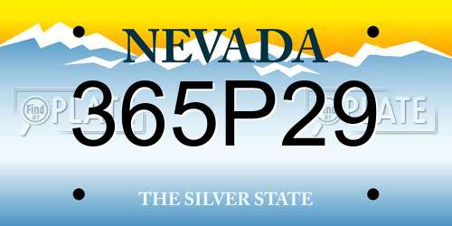 365P29 Nevada License Plate