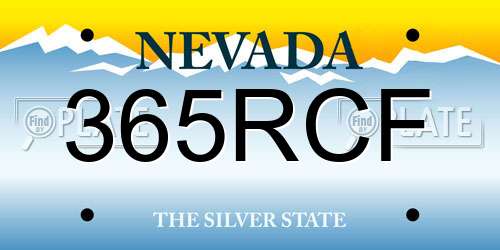 365RCF Nevada License Plate