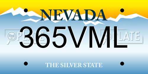365VML Nevada License Plate