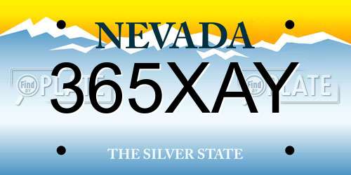 365XAY Nevada License Plate